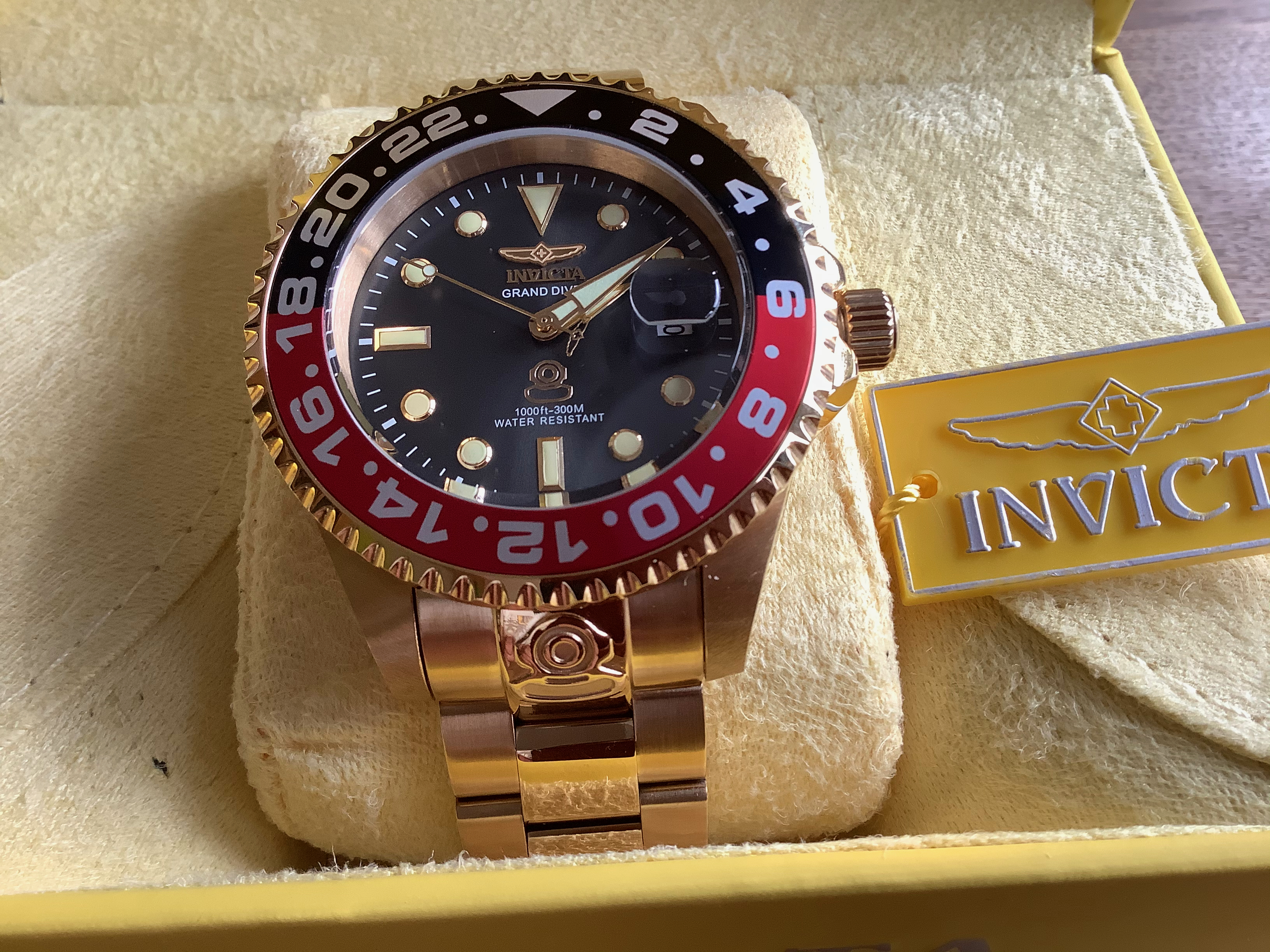 Invicta Herrenarmbanduhr 47 mm GRAND DIVER AUTOMATIC CHARCOAL Dial 18 K Gold