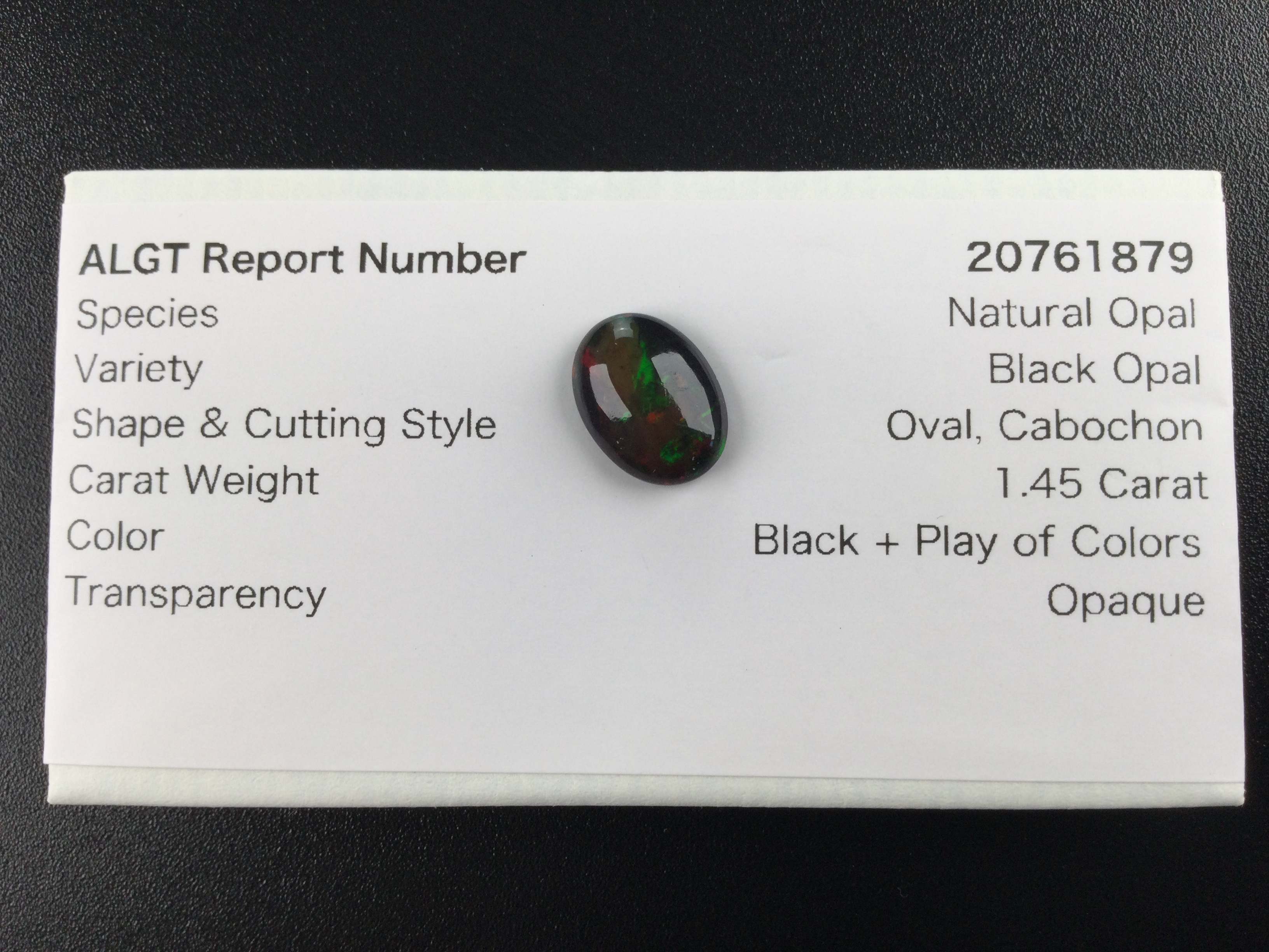Natural Black Opal-Welo - 1.45 ct (Ethiopien) B106